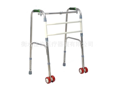 厂家批发不锈钢助行器老人叠扭动带轮带坐助行器双轮轮座助步器图5