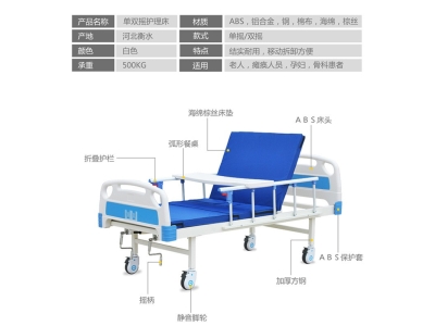 厂家直供医用家用多功能护理病床诊所养老院医院单双摇医疗床病床图1