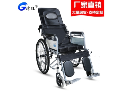 津旺轮椅全躺折叠轻便带坐便老人残疾人多功能老年代步车轮椅批发图1