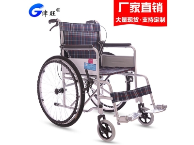津旺轮椅 折叠轻便老人代步车软座加厚钢管残疾人 手推车便携轮椅图2