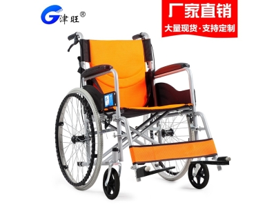 津旺 厂家批发 加厚钢管 超轻便携折背轮椅手推车老年人代步车图3