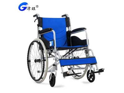津旺 厂家批发 加厚钢管 超轻便携折背轮椅手推车老年人代步车图5