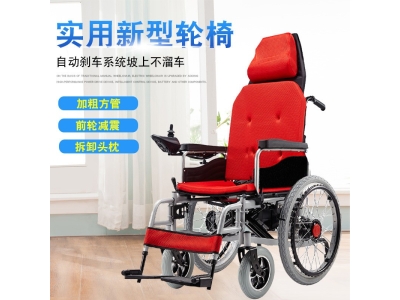 厂家发货外贸出口前轮10寸后轮22寸大轮高靠背款电动轮椅图3