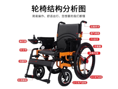 电动轮椅智能全自动可折叠加宽胖人老人老年残疾人带手圈代步车图4