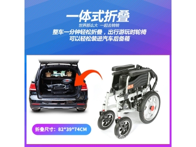 出口电动轮椅车可折叠轻便老人残疾人智能调节自动全躺四轮代步车图2
