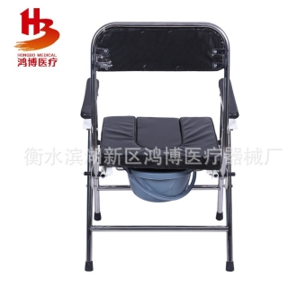 厂家供应不锈钢折叠坐便椅 老人孕妇带靠背坐便凳 可移动调节高度