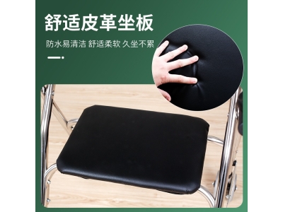 不锈钢轮座助行器 带轮带座助步器 康复器具二轮助行器折叠图3