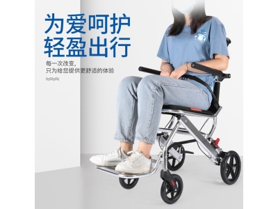 褔仕得轮椅折叠轻便便携超轻老年铝合金残疾代步老人手推车便携式图3