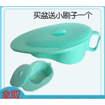 老人大便器 卧床大便盆产妇 成人男女接尿盆两用 带把带盖便盆