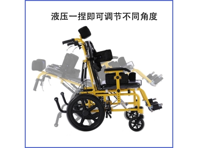 四液压杆调节儿童脑 瘫功能轮椅 儿童轮椅代步免充气功能轮椅图5