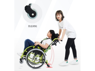 泰康儿童轮椅车折叠轻便小型便携残疾人手推车小孩铝合金手动轮椅图3