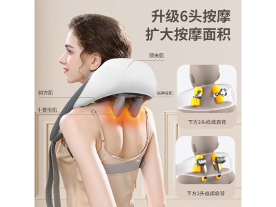 跨境智能颈椎按摩器颈部斜方肌肩颈肩部腰部腿部揉捏热敷按摩披肩图2