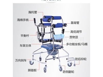 瘫痪病人下肢锻炼带轮带坐便助行器学步车中风偏瘫痪康复器图2