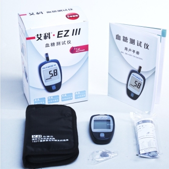 家用艾科EzⅢ血糖测试仪50条桶装血糖试纸50枚针测血糖尿监测试纸